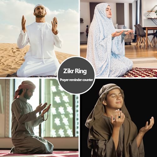 Smart Tasbih Zikr Ring, 20mm Muslim Digital Azan Alarm Clock, Tasbih Counter Smart Ring (Red)