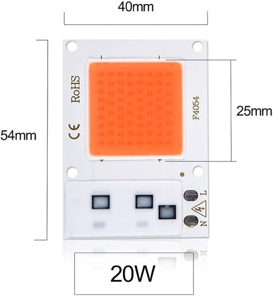 Fengyan Home Bulbs LED Grow Light Full Spectrum LED Phyto Lamp 10W 20W 30W 50W COB Fitolampy Smart IC LED Diode Matrix Growing Lamp Household Lamp (Emitting Color : 20W, Wattage : 220V)