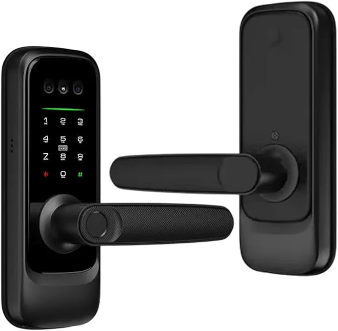 3D Face Recognition Smart Door Lock with Camera, Video Doorbell & Intercom– Keyless Entry Deadbolt with Face ID, Palm Vein, Fingerprint, Passcode, Card, Tuya App & Key, Auto-Lock, Mortise Latch, Home