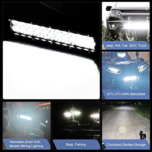 GOOACC 12Inch 300W Triple Row Led Light Bar Spot Flood Combo Off Road Lights Mounting Bracket Horizontal Bar Tube Clamp Led Lamp with Wiring Harness for Truck Golf Cart ATV UTV, 2 Years Warranty