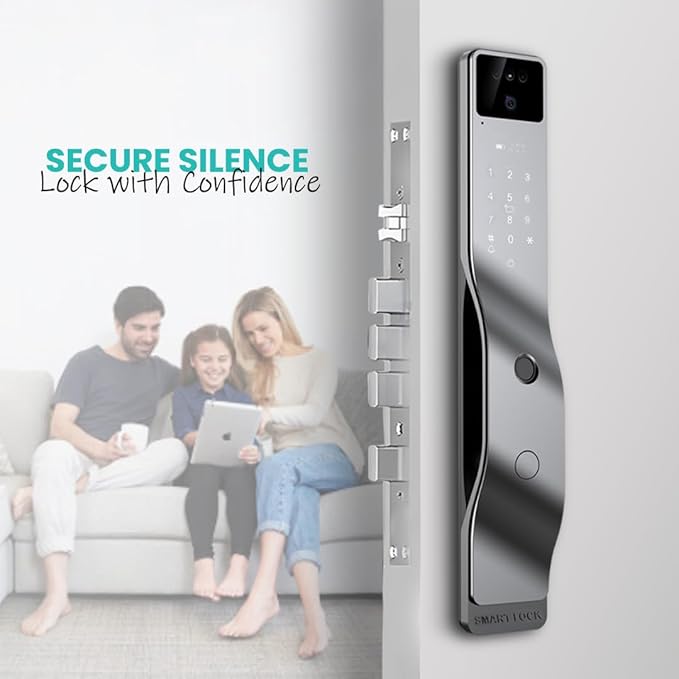 Smart Door Lock with Camera, 3D Face Recognition, Biometric Palm Vein Keyless Entry Deadbolt, Video Doorbell Intercom, Fingerprint, Passcode, Card, Touchscreen Keypad, Tuya App, Alexa, Front Door Home