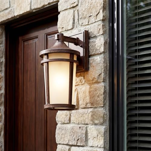 Kichler Atwood Outdoor Wall Sconce Light, Brown Stone