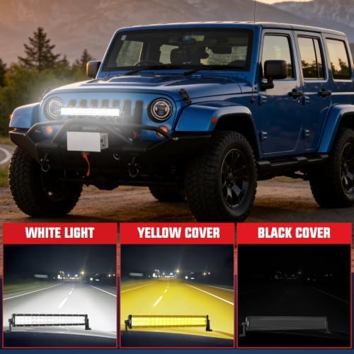 Nilight 22 Inch 120 W LED Light Bar with Yellow Black Covers