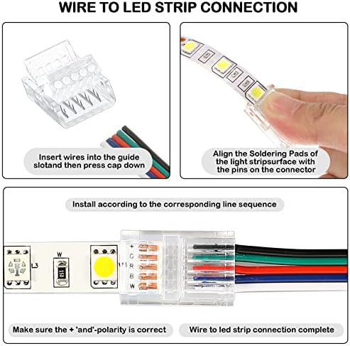 Flutesan 20 Pcs 4 Pin 12 mm LED Strip Connector RGB Lights
