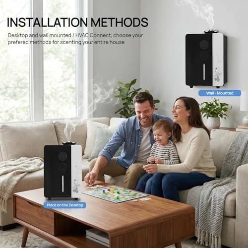 Kevinleo Whole House Scent Machine WiFi App, 7500 Sq Ft HVAC Cold Air Diffuser for Large Home Pet Odor, 800ml Waterless Smart Nebulizer Metal Shell Touch Control Gym Office Spa, No-Heat