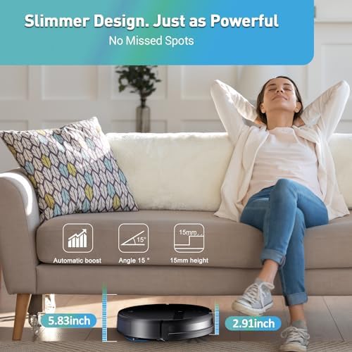 Kilgone Robot Vacuum and Mop Combo for Pet Hair & Homes - App/Voice Control, Tangle-Free Suction & Smart 3D Avoidance, Ultra-Slim & Quiet, Self-Charging for Hard Floors and Low-Pile Carpet