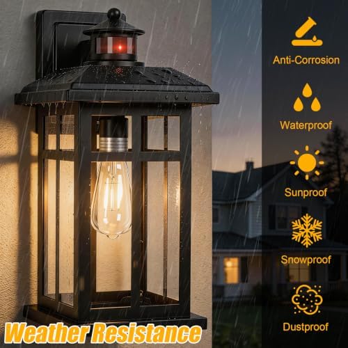 Brilvibera 16" Black Motion Sensor Wall Sconce Light for House