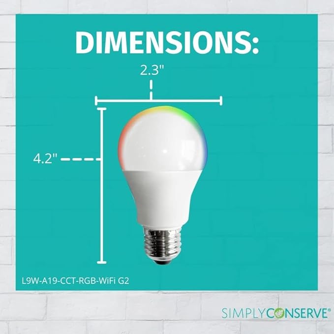 Simply Conserve 60-Watt Equivalent A19 Energy Smart Bluetooth LED Light Bulb 2700-6500 (K) with E26 Base Color Select No Hub (8-Pack)