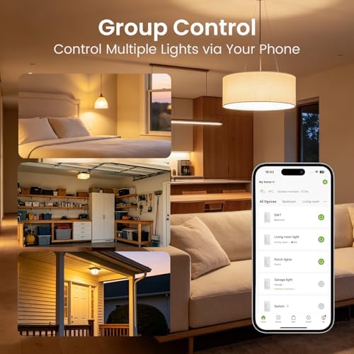 GHome Smart Dual Dimmer Light Switch, 2 in 1 Single Pole Smart Dimmer Switch Works with Alexa & Google Home, WiFi 2.4Ghz, Stepless Dimming, Voice Control, Remote Control, Schedule & Timer, FCC Listed
