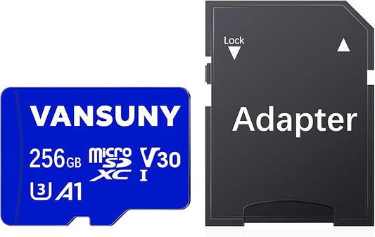 Vansuny 256GB Micro SD Card, microSDXC Memory Card with SD Adapter A1 App Performance V30 4K Video Recording C10 U3 Micro SD for Nintendo,Switch,GoPro,Dash Cam,Action Camera