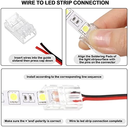 Flutesan 20 Pcs 2 Pin 10 mm LED Strip Connector RGB Lights
