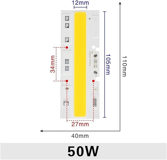 1pcs LED COB Chip 30W 50W 70W 100W 120W 150W AC 220V 110V LED Lamp IP65 Smart IC for LED Flood Light Cold White Warm White Spotlight(50W,110V_Warm White)