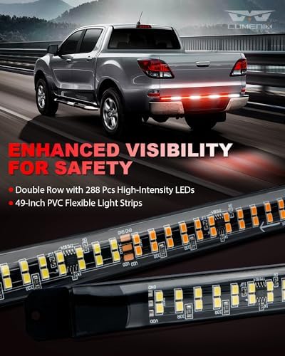 LUMENIX 49" Inch Strobe Light Strips, Back Window | Tailgate White Red Warning Emergency Flashing Firefighter Double Row LED Strip Flexible Lights Bar w/Controller for Fire Trucks POV Vehicles - 1PC