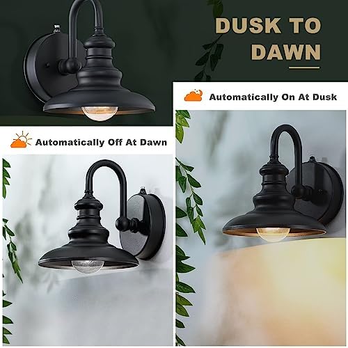 Dusk Dawn Sensor Outdoor Wall Sconce Black Exterior Gooseneck Barn Light