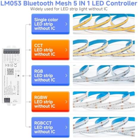 5in1 LM053 Bluetooth Mesh PWM LED Strip Controller APP Control