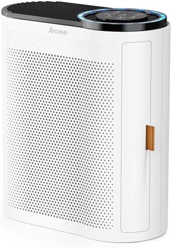 AROEVE Air Purifier for Home Air Quality Sensors and Auto Function Ultra-Quiet Sleep Mode Air Cleaner for Dust, Pet Dander, Smoke, Pollen for Bedroom and Office-AP04(Off White)