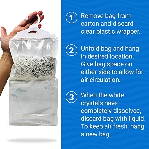 4 Pack Moisture Absorber Hanging Bags, Boat Dehumidifier with Charcoal
