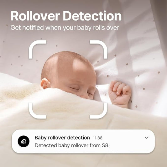 S8 2K QHD Baby Monitor Camera – Korean Privacy Certified, AI Cry Detection, 360° PTZ, Dual Wi-Fi, Night Vision, 2-Way Audio, Temp Sensor, No Subscription