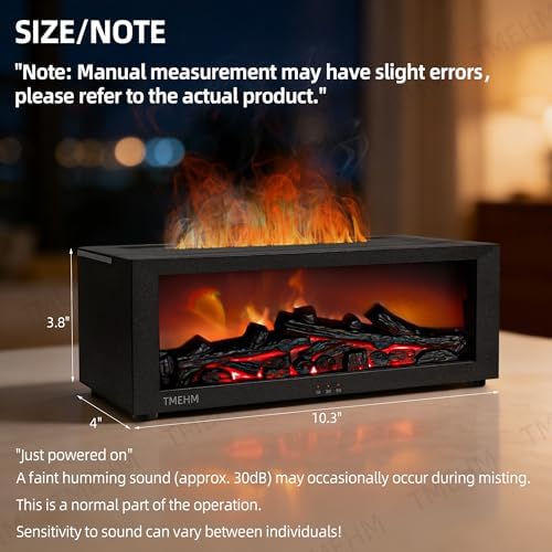 TMEHM Fireplace Flame Essential Oil Diffuser Humidifier, Aromatherapy