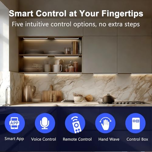 VST Smart Under Cabinet Lighting 6 Bars, App/Voice/Hand Wave Control, Black