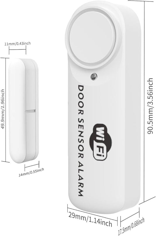 Smart WiFi Door & Window Alarm Sensor Chime (4-Pack) - 100dB Burglar Alert for Kids Safety & Home Security, Alexa/Google/Tuya Compatible, Wireless for House, Apartment, Garage (4PCS)