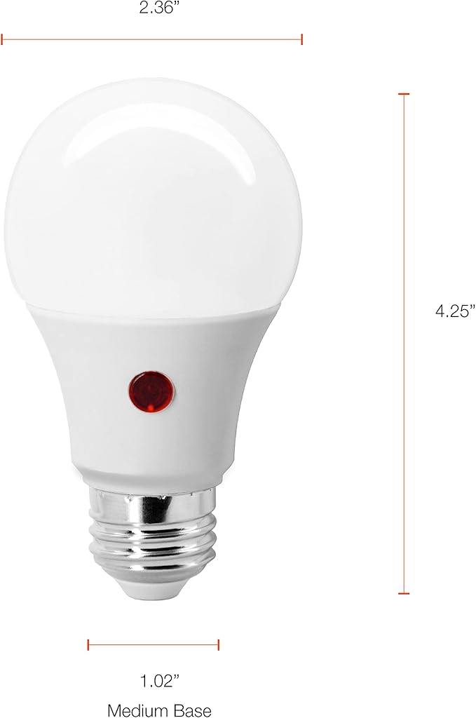 Sylvania Dusk to Dawn A19 LED Light Bulb with Auto On/Off Light Sensor, 60W=9W, 800 Lumens, 2700K, Soft White - 1 Pack (41288)