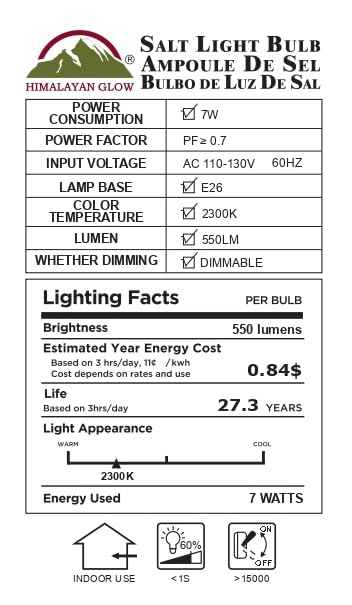 WBM Smart E26 Led Light Bulb 7 Watt Himalayan Salt Bulb 30000 hrs Years Life Dimmable Led Light Bulb (Pack of 2)