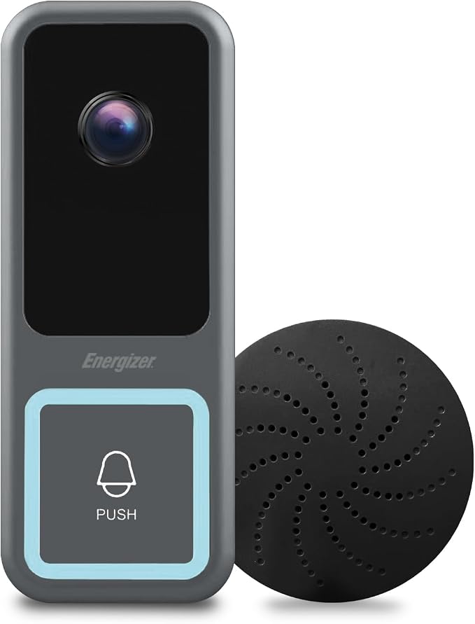 Energizer Smart Doorbell & Chime, Wired 1080p Video Doorbell Security Camera, 2-Way Audio, Night Vision, Cloud & Card Storage, Works with Alexa & Google Home, Motion Sensor, Requires Existing Wires