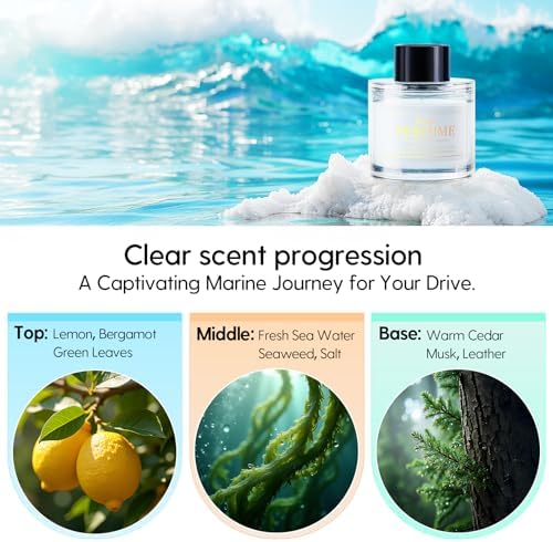 Smart Car Air Freshener Refill 50ml (1.69OZ)- Car Diffuser Perfume Made with Natural Plant Extracts, Essential Oil Refill Compatible with Most Air Diffusers, Long-Lasting Car Fragrance - Ocean