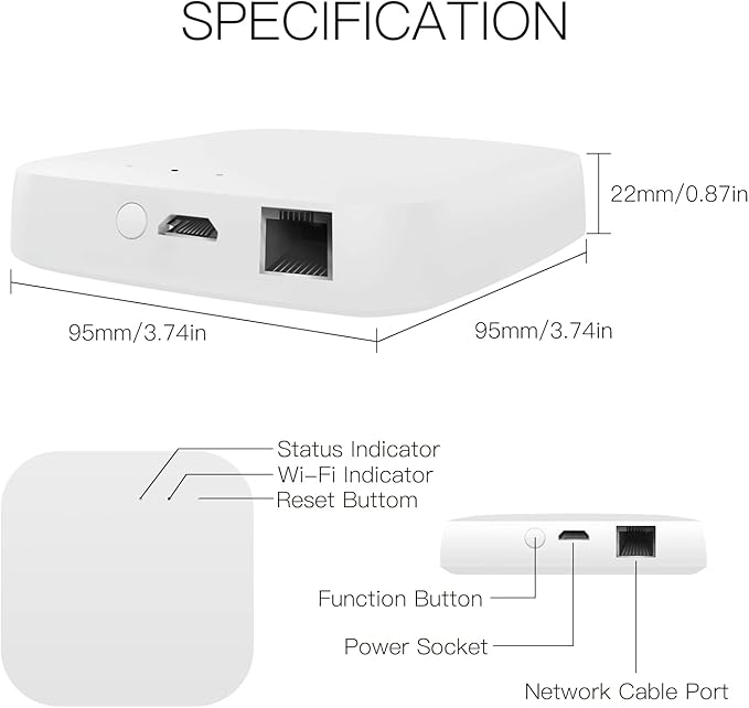 MOES ZigBee 3.0 & Bluetooth & Mesh Hub Only Support Tuya Device Work with Smart Life App, Intelligent Bridge Wired Smart Home Gateway Voice Control via Alexa, Google Home, 2.4GHz WiFi