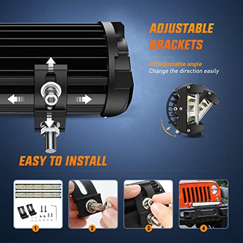 Nilight Side Shooter LED Light 1PC 22" with Wiring Kit for Truck SUV UTV