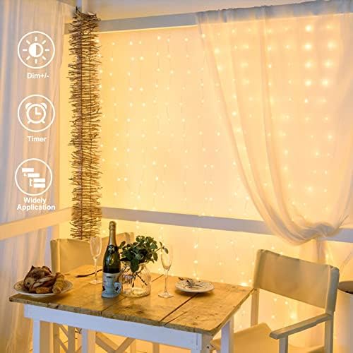 echosari 20Ft x 10Ft Large Curtain Lights Plug in Warm White & Multicolor
