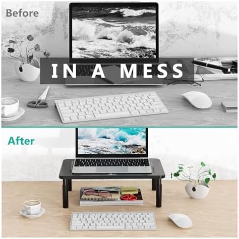 WALI Dual Monitor Stand for Desk, Adjustable Laptop Riser, up to 44 lbs