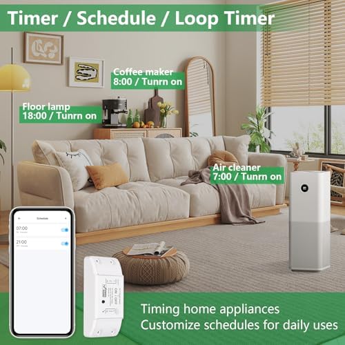 Wengart WiFi Relay Switch, Mini in-Wall Smart Module with Auto-Reconnection,10A Compact DIY Wireless Controller for Retrofitting Lights & Fans,Works with Alexa,Google Home & eWelink App, 2.4GHz White