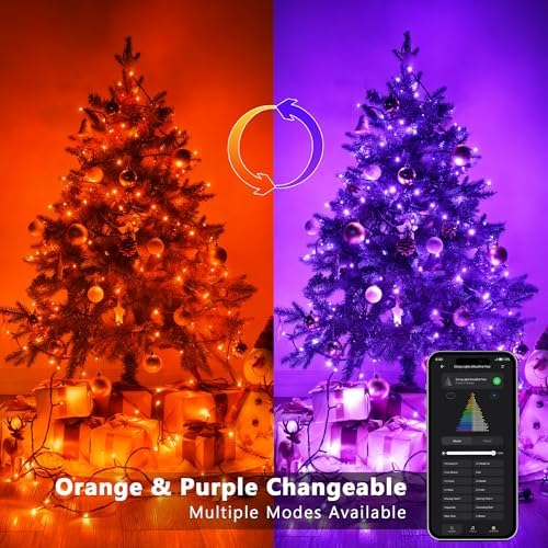 ODEETRONIC Smart Purple Orange Halloween Lights, 98 ft 300 LED String Light