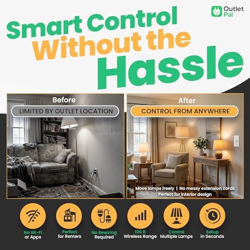 Change Which Outlet Your Wall Switch Controls | No App, No WiFi Required | Synchronized Outlet Plugs | Wirelessly Paired Smart Plugs