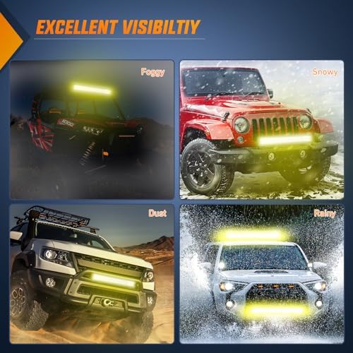 Nilight LED Light Bar 20 Inch 126W Spot Flood Combo Yellow Beam