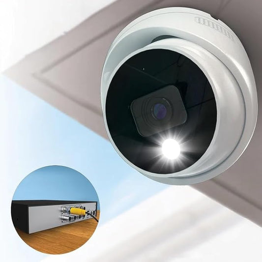 Night Owl FTD4 Add On Wired 2K HD Indoor/Outdoor Deterrence Dome Cameras with 2-Way Audio (1-Pack) (Requires Compatible DVR - Sold Separately)