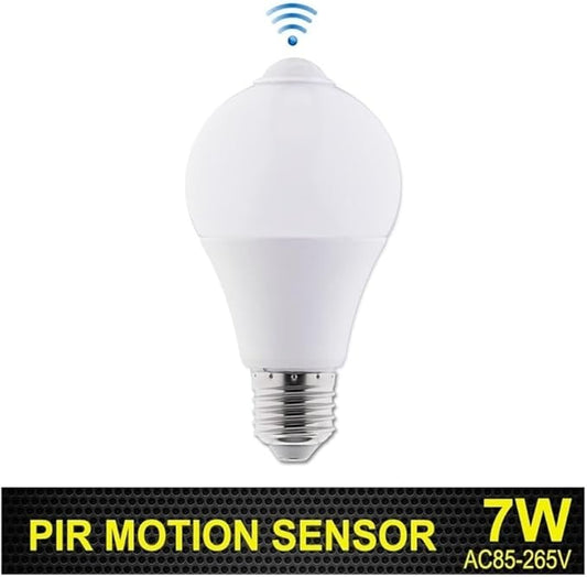 YSJX Lights, Pack of 2, LED PIR Motion Sensor Bulb E27 AC85-265V 5W/7W Auto Smart PIR Infrared Body Lamp, Household Bulbs(7W)