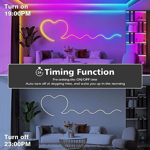 AILBTON 20Ft LED neon Lights with Remote APP Control IP65 Waterproof Flexible Neon Strip Lights 24V RGB Rope Lights for Bedroom Room Outdoors Décor