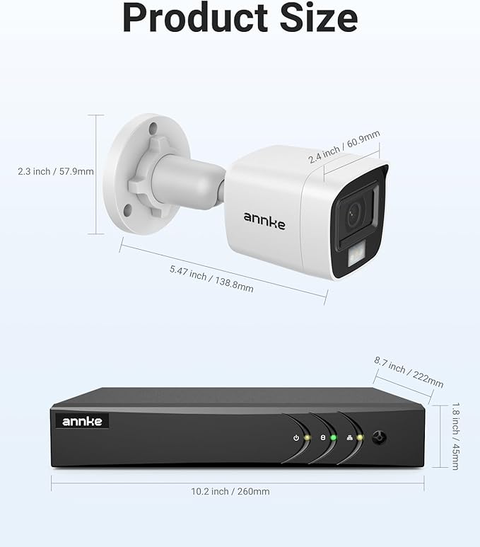 ANNKE 8CH 3K Security Camera System, 8 Channel Surveillance DVR, 4x 5MP 2960*1665 CCTV Cams with Audio, Dual Light, Built-in Mic, AI Human/Vehicle Detection, IP67, Color Night Vision, 1TB Hard Drive