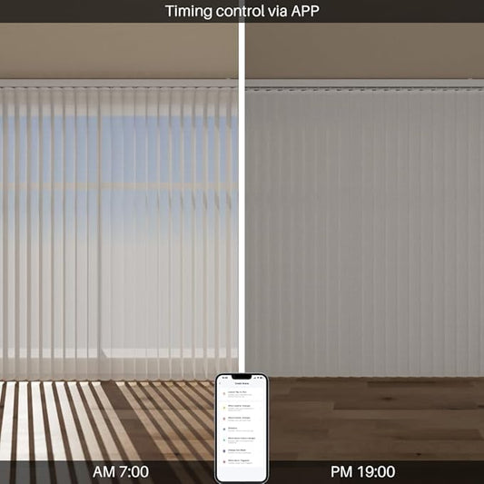 Motorized Sheer Vertical Blinds Work with Alex Google Home, Light Filtering Smart Vertical Blind Sliding Door Blinds Remote Control for Sliding Glass Door Customize (Grey)