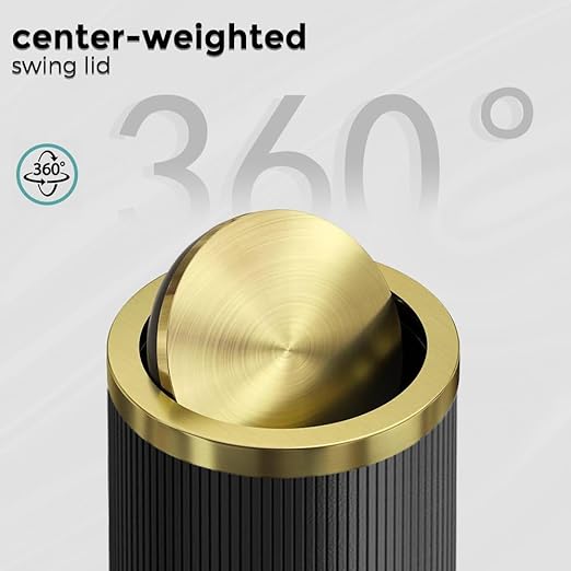 15L/4GAL Black Bathroom Trash can,Gold Bathroom Garbage can with lid,Small Trash Can with Flipping Lid, Garbage cans for Bedroom, Kitchen,Living Room.(15L-Black)