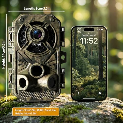 Trail Camera 32MP 2.7K, Mini Game Camera with Night Vision, Motion Activated 0.2s Trigger, 120° Wide Angle, Waterproof No Glow Infrared, Hunting Camera with 32GB Card, 2.0” HD Screen