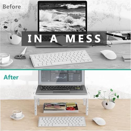 WALI Computer Monitor Stand for Desk, Adjustable Laptop Riser, up to 44 lbs