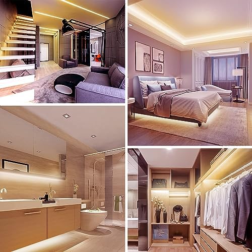 dalattin Warm White LED Strip Lights 50ft, Led Lights Strip Dimmable Bright 24V 3000K, 900 LEDs Lights for Bedroom, Mirror, Kitchen, Strong Adhesive(2 Rolls of 25ft)