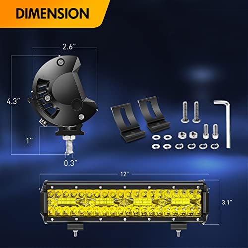 GOOACC 12Inch 240W Triple Row Amber Led Light bar 30000LM Flood Spot Combo Off Road Work Light Driving Boat with Wiring Harness for UTV Jeep Truck Boat, 2 Years Warranty