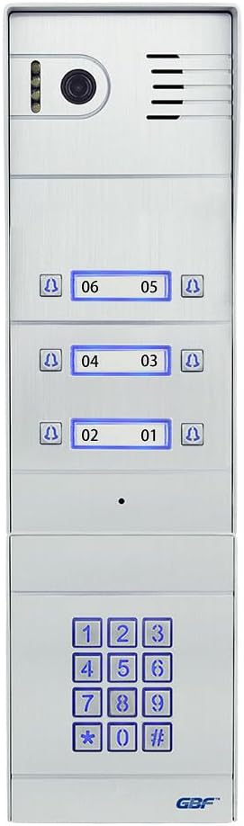 GBF SentryLink Smart Full IP Video Door Station/Smart Video Intercom System for 2-8 Unit Apartment (PL963PM6U-POE & AC401)