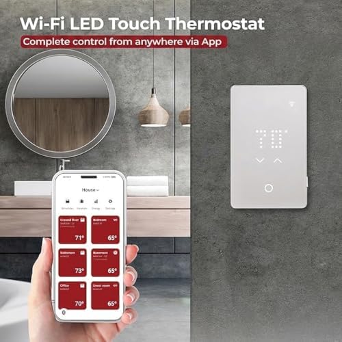 LED Smart Heated Floor Thermostat - WiFi & Touchscreen - 120/240v - Programmable with Voice Control - UWG5-4999 with GFCI & Flooring Sensor