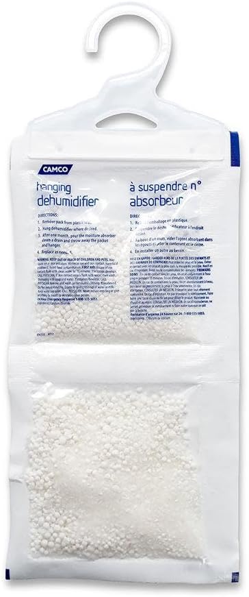 Camco 44286 Fragrance Free Hanging Dehumidifier-Convenient Hook Absorbs up to 3x Its Weight in Water, Reduces Moisture and Humidity in Closets and Tightly Confined Spaces, 2 Pack
